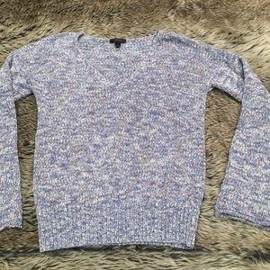 J. Crew Flared-Sleeve Marled Swing Sweater Blue Multi V Neck Colored *Size S*